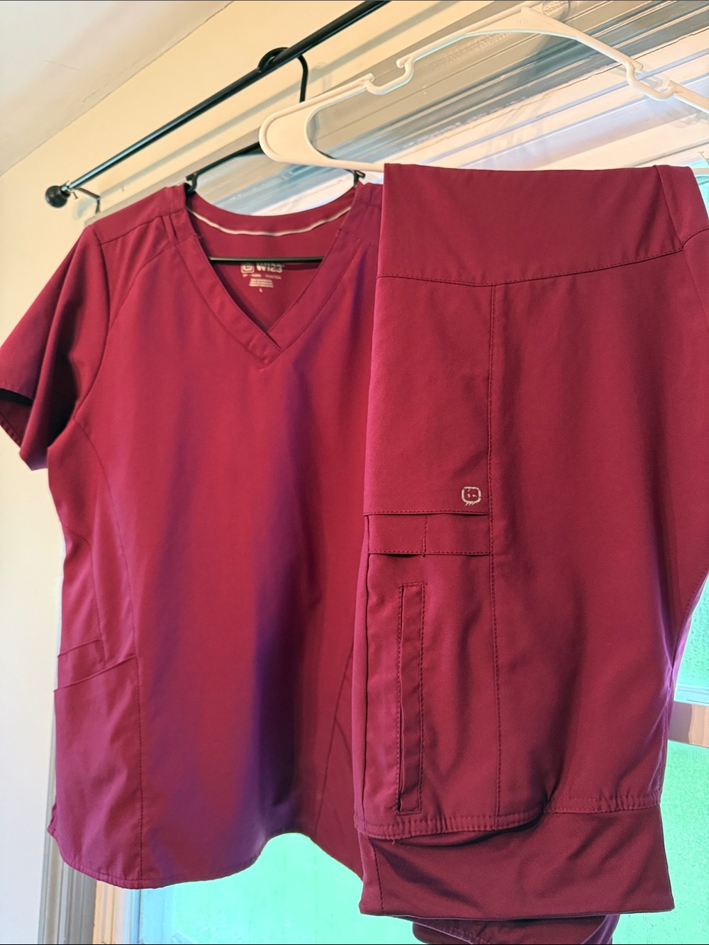 WonderWink Women's Scrub Top and Pants Set in Berry
